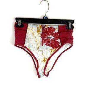 L Space Women’s Red Floral Bikini Bottom Size Small